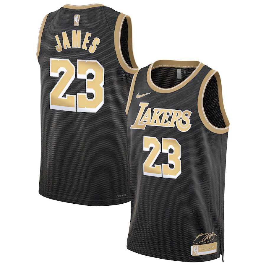 Men%27s Los Angeles Lakers #23 LeBron James Black Gold 2024 Select Series Stitched Jersey Dzhi->memphis grizzlies->NBA Jersey